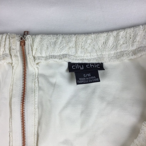 City Chic Ivory Lace Off The Shoulder Dress Size 16 - Picture 4 of 8